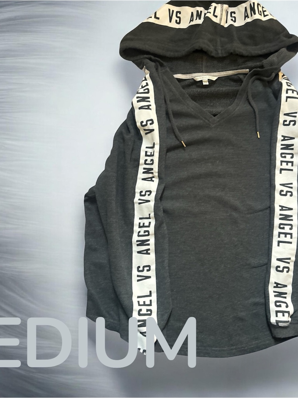 Angel Dark Gray Pullover Hoodie with White Logo Tape